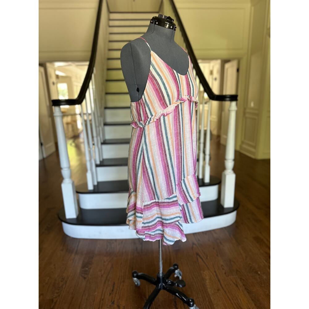 Rails Rainbow Metallic Striped Ruffle Hem Sundress Large - Picture 5 of 10
